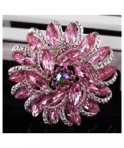 Crystal Diamond Flower Brooch Pin for Women Girls Brides Pink $7.64 Brooches & Pins