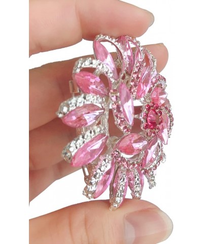 Crystal Diamond Flower Brooch Pin for Women Girls Brides Pink $7.64 Brooches & Pins