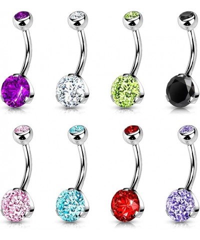 14GA Double Jeweled Prong Set CZ Crystal 316L Stainless Steel Navel Belly Button Ring Purple $8.98 Body Jewelry