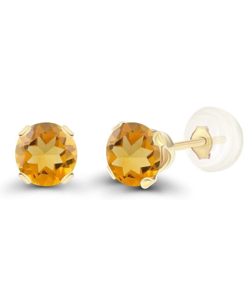 Solid 10K Yellow, White or Rose Gold 4mm Round Genuine Gemstone Birthstone Stud Earrings Citrine Yellow Gold $19.24 Earrings