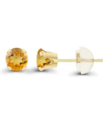 Solid 10K Yellow, White or Rose Gold 4mm Round Genuine Gemstone Birthstone Stud Earrings Citrine Yellow Gold $19.24 Earrings