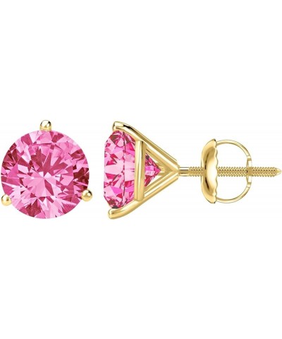 1/2-10 Carat Total Weight Pink Sapphire Stud Earrings 3 Prong Screw Back Yellow Gold 1.5 carats $243.00 Earrings