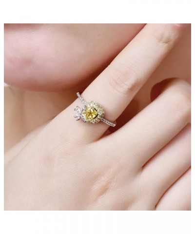 925 Sterling Silver Green Amethyst Filled Ring Flower Shaped Band C-Yellow $3.98 Rings