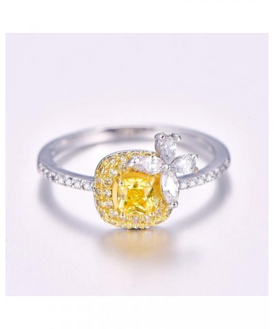 925 Sterling Silver Green Amethyst Filled Ring Flower Shaped Band C-Yellow $3.98 Rings