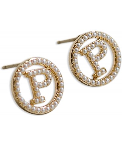 Whimsy Initial Gold Plated 1/2 inch Brass Women's Fashion Everyday Earrings Luna P $9.98 Earrings