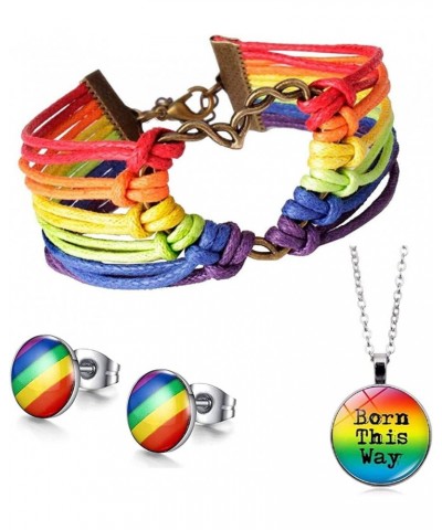 LGBT Gay Lesbian Rainbow Pride Jewelry Set, Bracelet + Earrings + Pendant Necklace, for Men/Women $11.59 Jewelry Sets