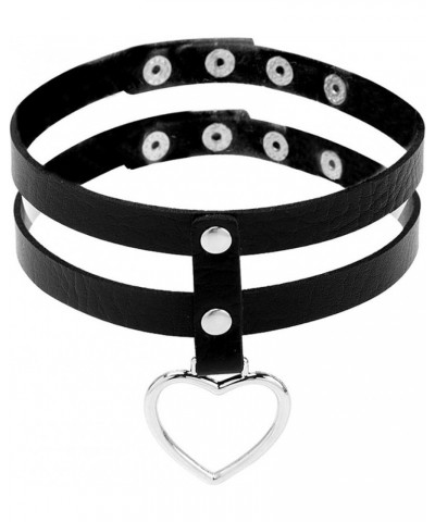 Goth Black Choker Collar Necklace Cute Leather Chokers Sexy Heart Chocker Punk Spiked Choker Set for Women Heart Ring Level 2...