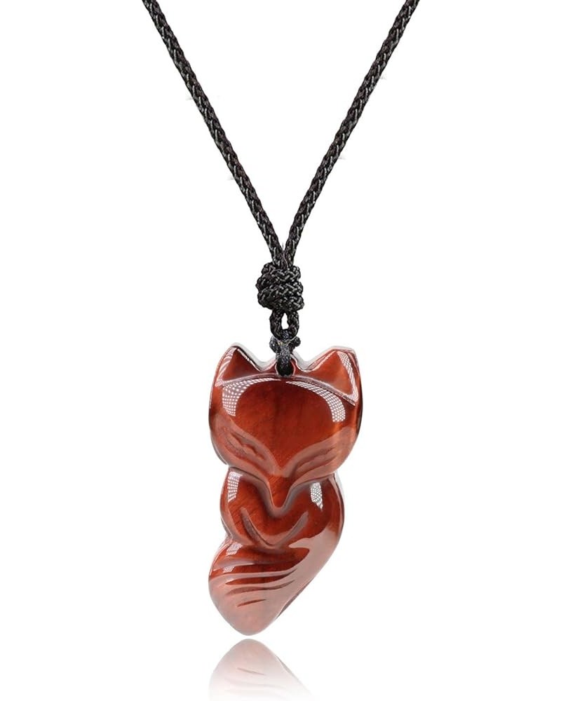 Protection Lucky Amulet Stone Fox Pendant Necklace Red Tiger Eye $10.80 Necklaces