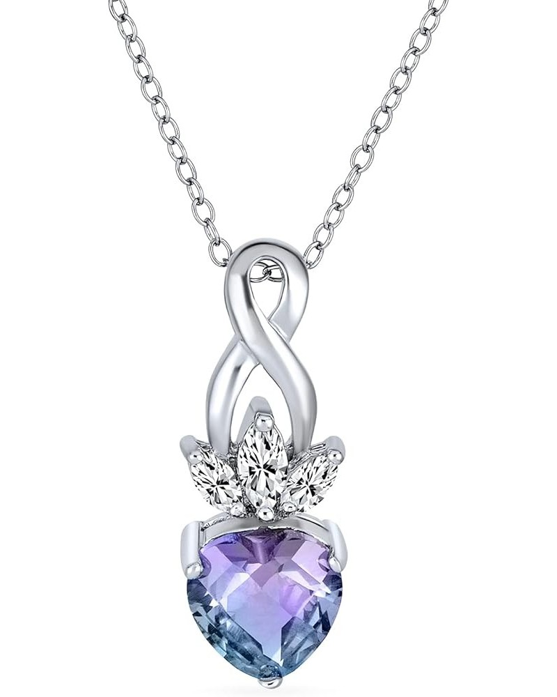 AAA Cubic Zirconia Crown Infinity Blue Purple Mystic Rainbow Heart Shape CZ Stud Earrings Necklace Pendant Jewelry Set For Wo...