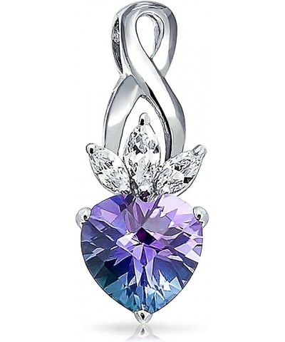 AAA Cubic Zirconia Crown Infinity Blue Purple Mystic Rainbow Heart Shape CZ Stud Earrings Necklace Pendant Jewelry Set For Wo...