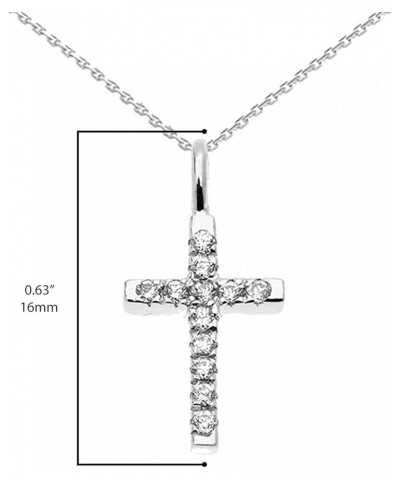 14K White Gold 1/20 Cttw Diamond Accented Dainty Linear Cross Charm Pendant Necklace with Rolo Chain (K-M Color) - Choice of ...