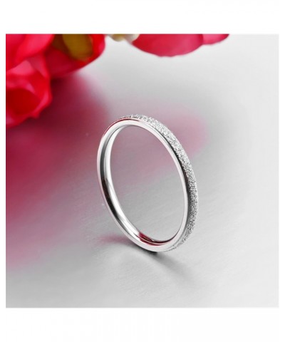 Womens 2mm Stainless Steel Sand Blast Finish Silver Wedding Band Engagement White Gold Domed Ring $9.11 Rings