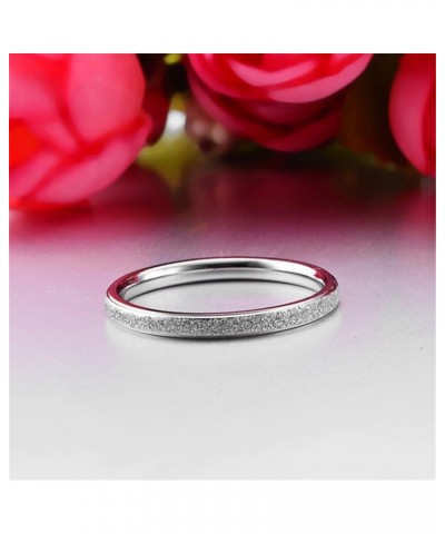 Womens 2mm Stainless Steel Sand Blast Finish Silver Wedding Band Engagement White Gold Domed Ring $9.11 Rings