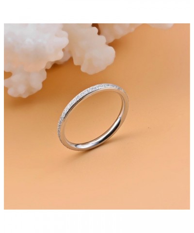 Womens 2mm Stainless Steel Sand Blast Finish Silver Wedding Band Engagement White Gold Domed Ring $9.11 Rings