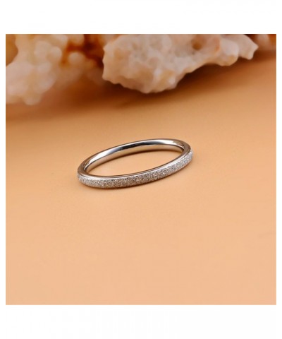 Womens 2mm Stainless Steel Sand Blast Finish Silver Wedding Band Engagement White Gold Domed Ring $9.11 Rings