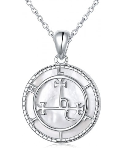 Sigil of Lilith Necklace S925 Sterling Silver Sigil of Lilith Pendant Necklace Gifts for Women Rolo Chain 18+2 inches Oyster ...