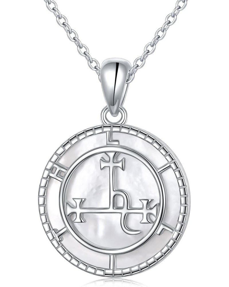 Sigil of Lilith Necklace S925 Sterling Silver Sigil of Lilith Pendant Necklace Gifts for Women Rolo Chain 18+2 inches Oyster ...