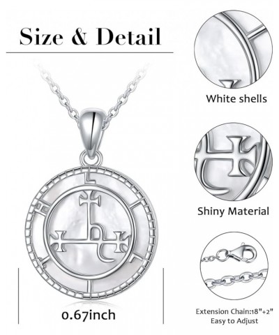 Sigil of Lilith Necklace S925 Sterling Silver Sigil of Lilith Pendant Necklace Gifts for Women Rolo Chain 18+2 inches Oyster ...