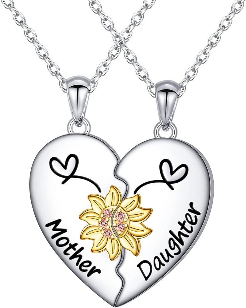 S925 Sterling Silver Mother Daughter Sisters Family Necklaces for 2 Matching Heart Jewelry Gifts for Mom Big Sis Little Sis M...