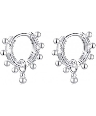 925 Sterling Silver Huggie Hoop Earrings Dainty Dangle Drop Earrings for Women Men Girls Jewelry Gift ball $11.48 Earrings