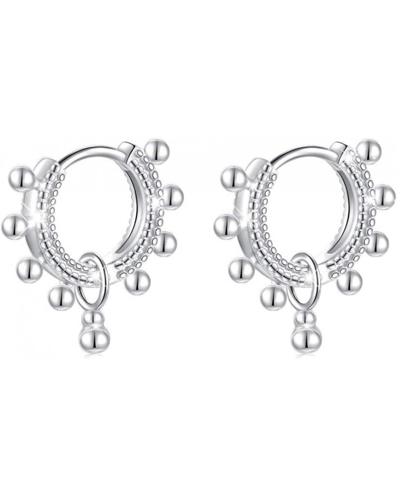 925 Sterling Silver Huggie Hoop Earrings Dainty Dangle Drop Earrings for Women Men Girls Jewelry Gift ball $11.48 Earrings