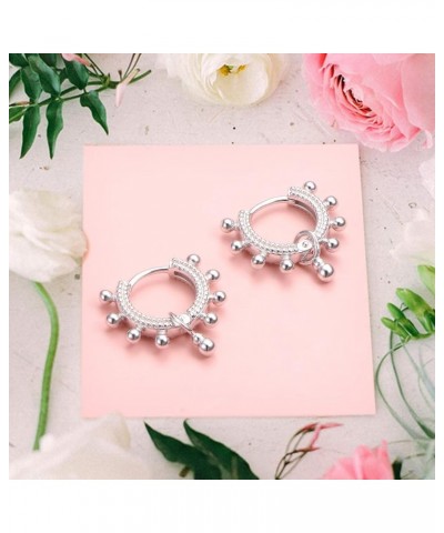 925 Sterling Silver Huggie Hoop Earrings Dainty Dangle Drop Earrings for Women Men Girls Jewelry Gift ball $11.48 Earrings