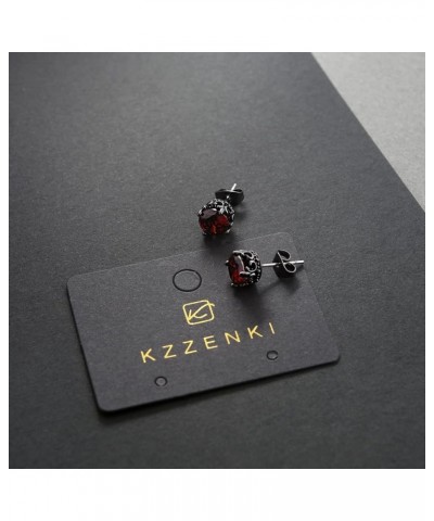 Retro Dark Shadow Stud Earrings, Hypoallergenic Stainless Steel Cubic Zirconia Earrings Crown:Black Red $10.08 Earrings