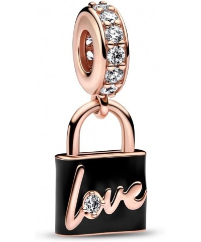 Love Padlock Dangle Charm - Compatible Moments - Stunning Women's Jewelry - Mother's Day Gift - Made Rose & Cubic Zirconia Wi...