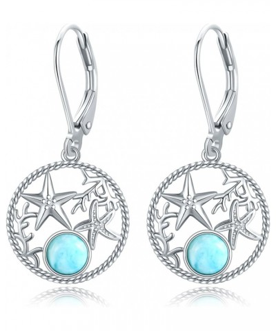 Octopus/Jellyfish/Starfish/Turtle Earrings 925 Sterling Silver Larimar Dangle Earrings Beach Jewelry for Women Starfish $21.0...