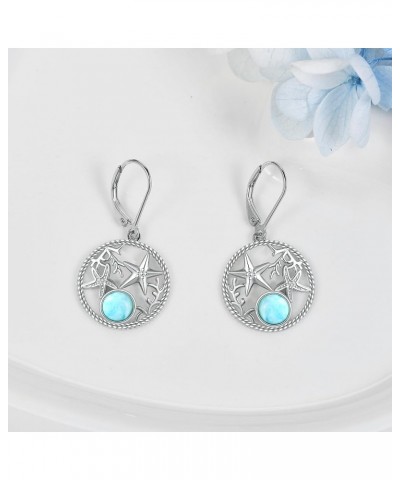 Octopus/Jellyfish/Starfish/Turtle Earrings 925 Sterling Silver Larimar Dangle Earrings Beach Jewelry for Women Starfish $21.0...