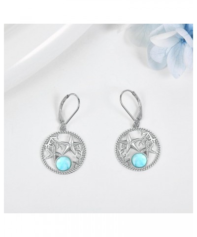 Octopus/Jellyfish/Starfish/Turtle Earrings 925 Sterling Silver Larimar Dangle Earrings Beach Jewelry for Women Starfish $21.0...