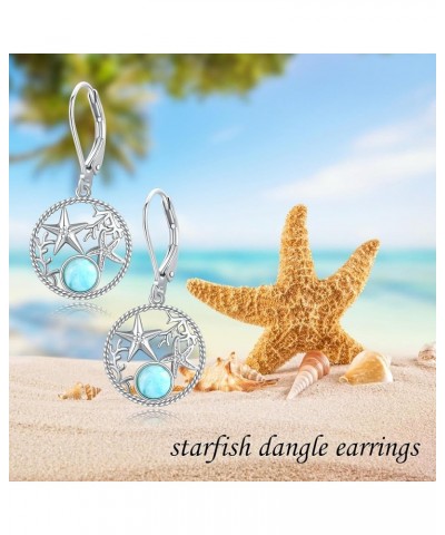 Octopus/Jellyfish/Starfish/Turtle Earrings 925 Sterling Silver Larimar Dangle Earrings Beach Jewelry for Women Starfish $21.0...