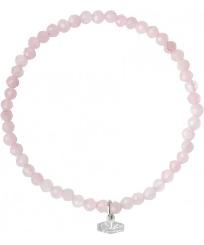 Mini Faceted Stone Stacking Bracelet - Rose Quartz/Silver $9.69 Bracelets