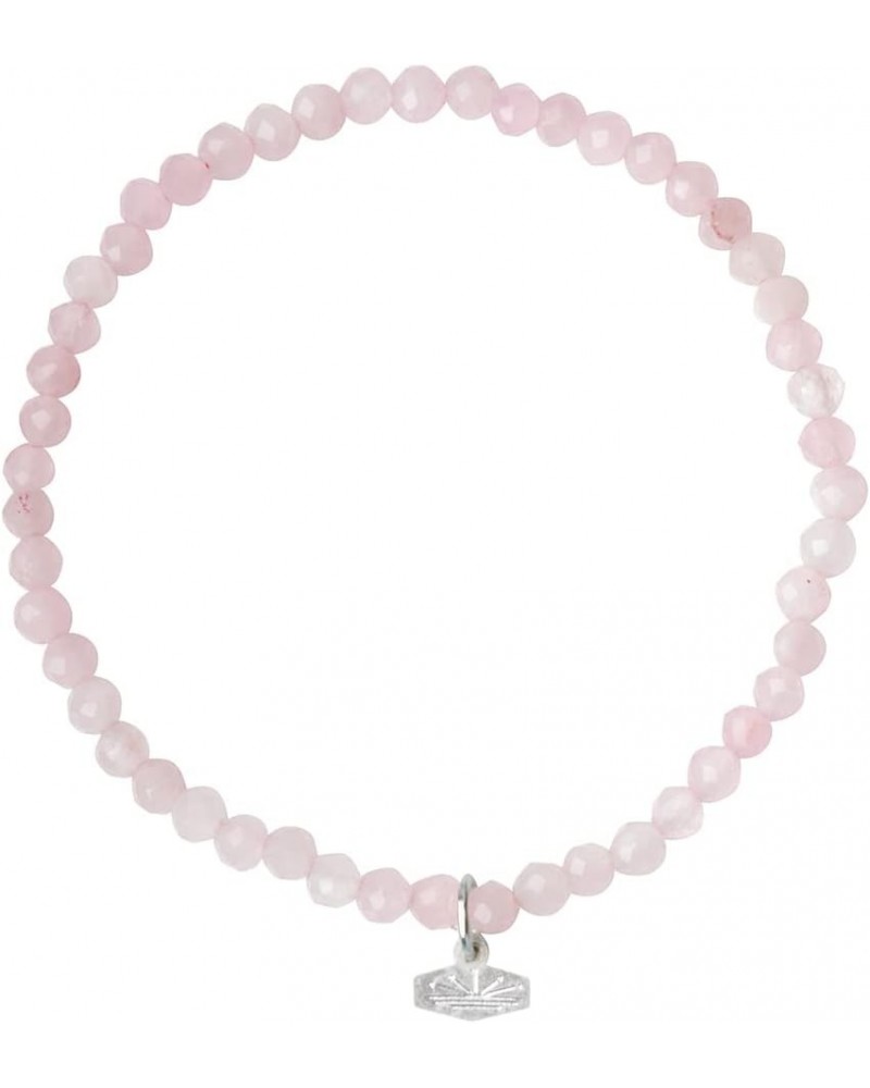 Mini Faceted Stone Stacking Bracelet - Rose Quartz/Silver $9.69 Bracelets