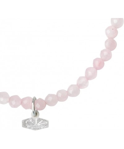 Mini Faceted Stone Stacking Bracelet - Rose Quartz/Silver $9.69 Bracelets