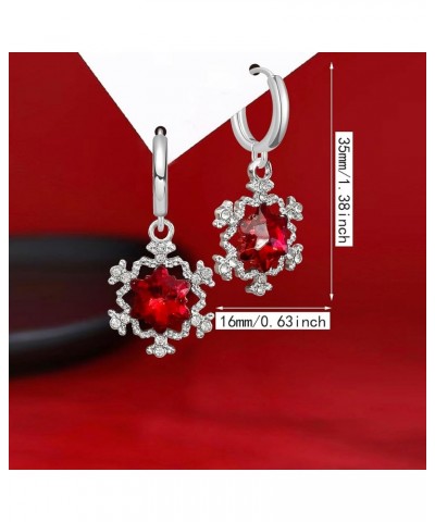 Chic Charm Rhinestone Silver Snowflake Dangle Drop Earring Elegant Sparkly Crystal Snow Flower Hoop Huggie Earrings for Women...