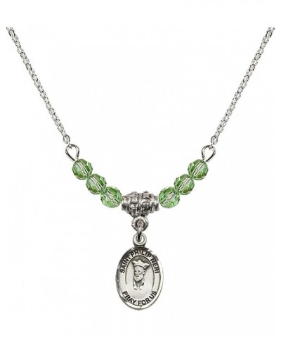 August Birth Month Bead Necklace with Catholic Patron Saint Petite Charm, 18 Inch Saint Philip Neri $33.24 Necklaces