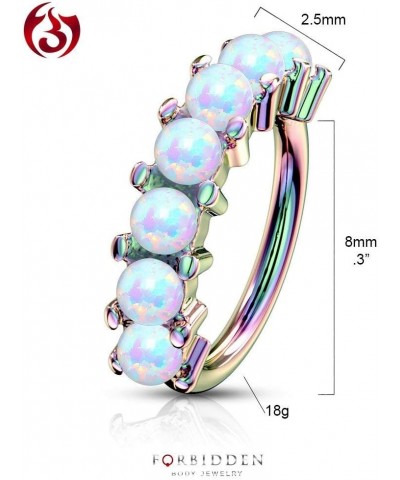 16-20g 8mm Surgical Steel Bendable Nose/Rook/Helix Hoop Lined w/Synthetic Opals (Choose Gauge/Color) 18g White (Rainbow) $11....