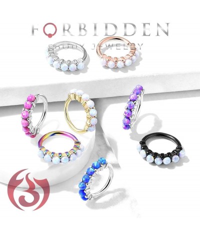 16-20g 8mm Surgical Steel Bendable Nose/Rook/Helix Hoop Lined w/Synthetic Opals (Choose Gauge/Color) 18g White (Rainbow) $11....