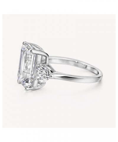 S925 6.5cttw Emerald Cut Engagement Ring 3-Stone Wedding Promise Ring Sterling Silver Wedding Band For Women $18.92 Rings