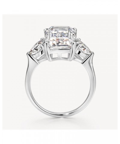 S925 6.5cttw Emerald Cut Engagement Ring 3-Stone Wedding Promise Ring Sterling Silver Wedding Band For Women $18.92 Rings