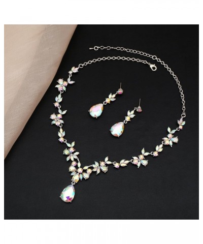 Wedding Jewelry Set for Women Bridal Floral Necklace Dangle Earrings Bracelet Set Crystal Prom Party Costume Accessories for ...