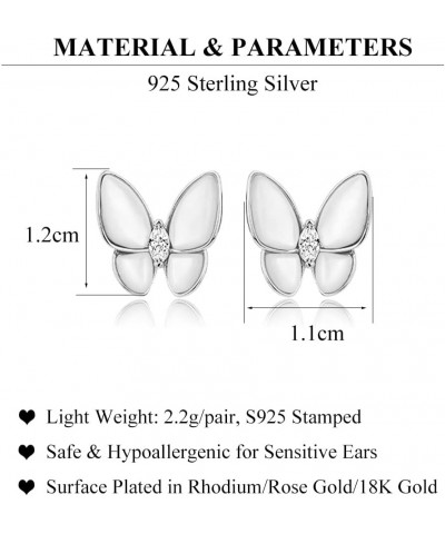 925 Sterling Silver Mother-of-Pearl Butterfly Studs Earrings for Women Teen Girls CZ Butterfly Earrings A-Silver $10.99 Earrings