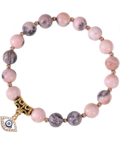 Pink Zebra Stone Bracelet with Evil Eye Pendant - A Stunning Statement of Protection and Style $14.50 Bracelets