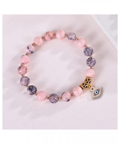 Pink Zebra Stone Bracelet with Evil Eye Pendant - A Stunning Statement of Protection and Style $14.50 Bracelets