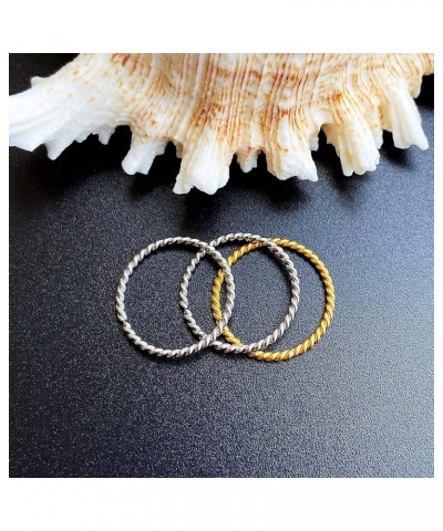 1.3mm Thin Twisted Rope Ring Stackable set of 3 Skinny Braided Shrimp Textured Stacking Ring Gold-plated Gold $9.63 Rings