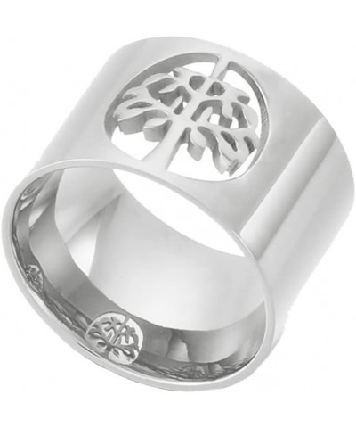 Women's Stainless Steel Hollow Tree of Life Ring Simple Wedding Engagement Band for Girl style A silver $7.41 Men's Jewelry