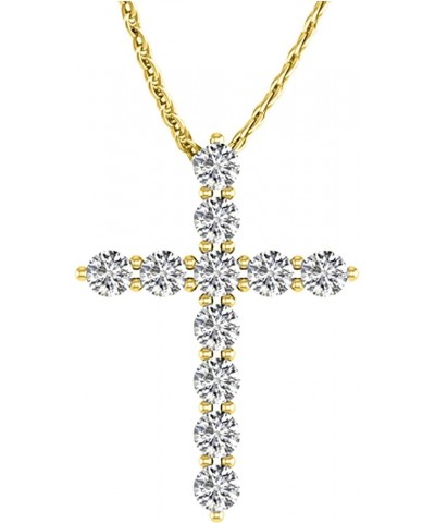 IGI Certified LAB-GROWN Cross Diamond Pendant Necklace 4 Prong Value Collection (E-F Color VS1-VS2 Clarity) 20" Gold Chain 14...