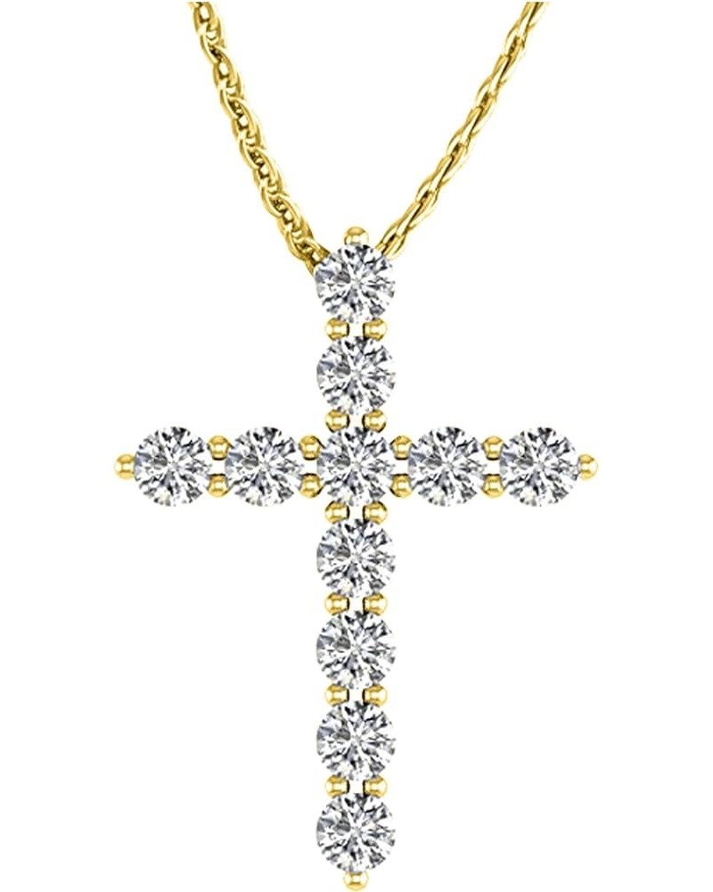 IGI Certified LAB-GROWN Cross Diamond Pendant Necklace 4 Prong Value Collection (E-F Color VS1-VS2 Clarity) 20" Gold Chain 14...