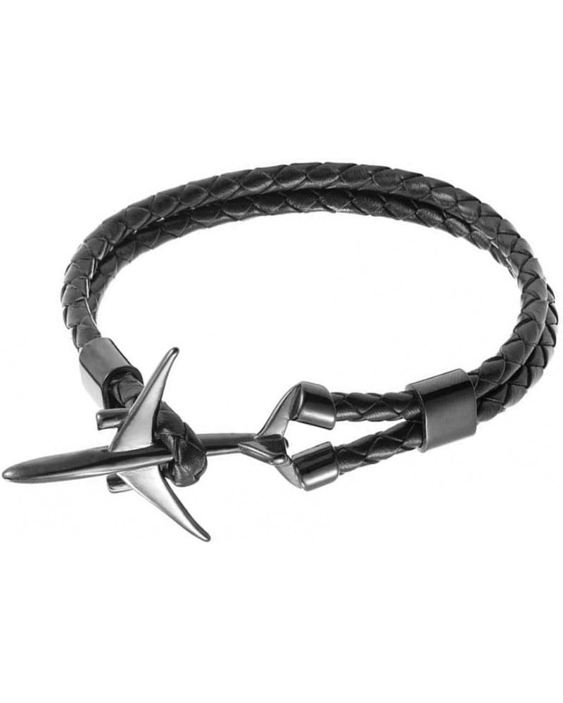 Ramaix Airplane Anchor Bracelet Genuine Multilayer Leather Rope Charm Pilot Jewelry Flight Attendants Fashion Aviator Style f...